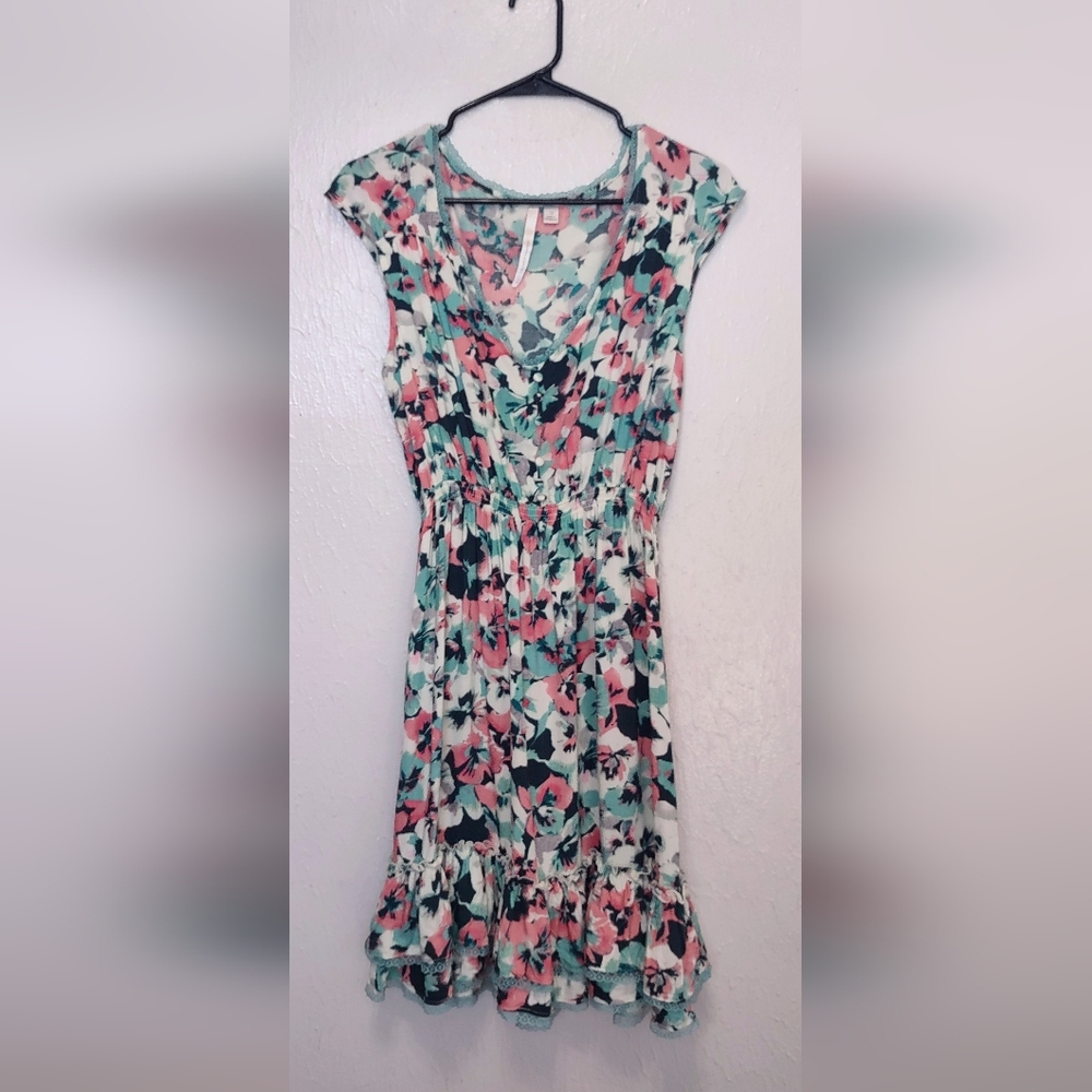Feminine Whimsy Floral‎ Midi Dress Women's Size 12